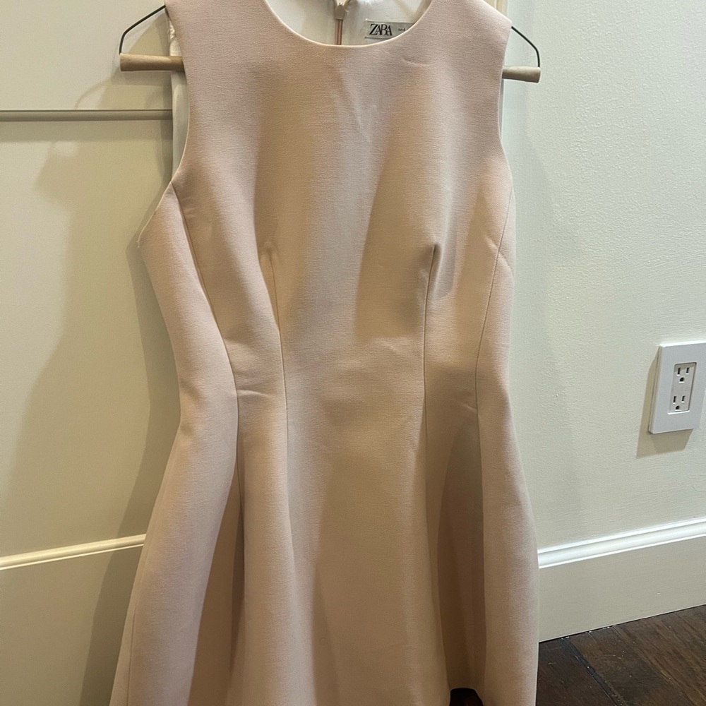 Zara Tan Sleeveless A-Line Mini Dress